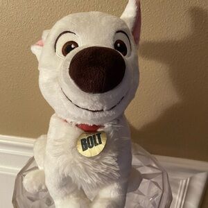 Disney BOLT White Fluffy Dog Plush Dog EUC
